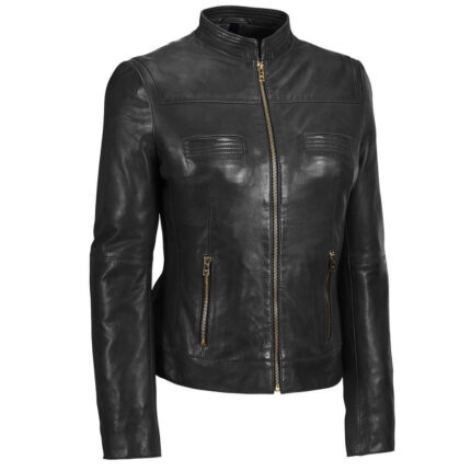 Women Black Biker Leather jacket