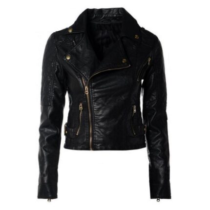 Women Black Biker Leather jacket